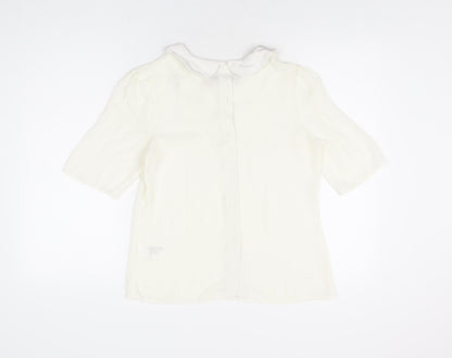 H&M Womens Ivory Polyester Basic Blouse Size 8 Collared