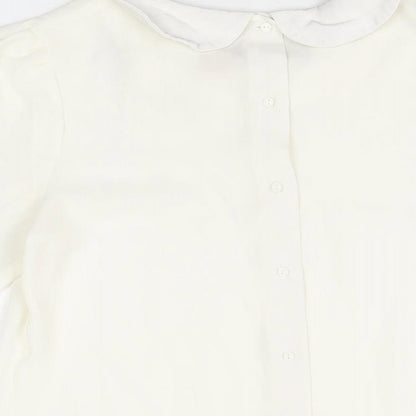 H&M Womens Ivory Polyester Basic Blouse Size 8 Collared