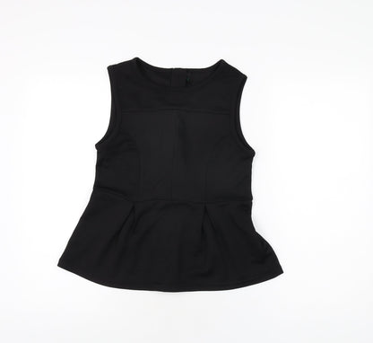 Stile Benetton Womens Black Polyester Basic T-Shirt Size S Round Neck