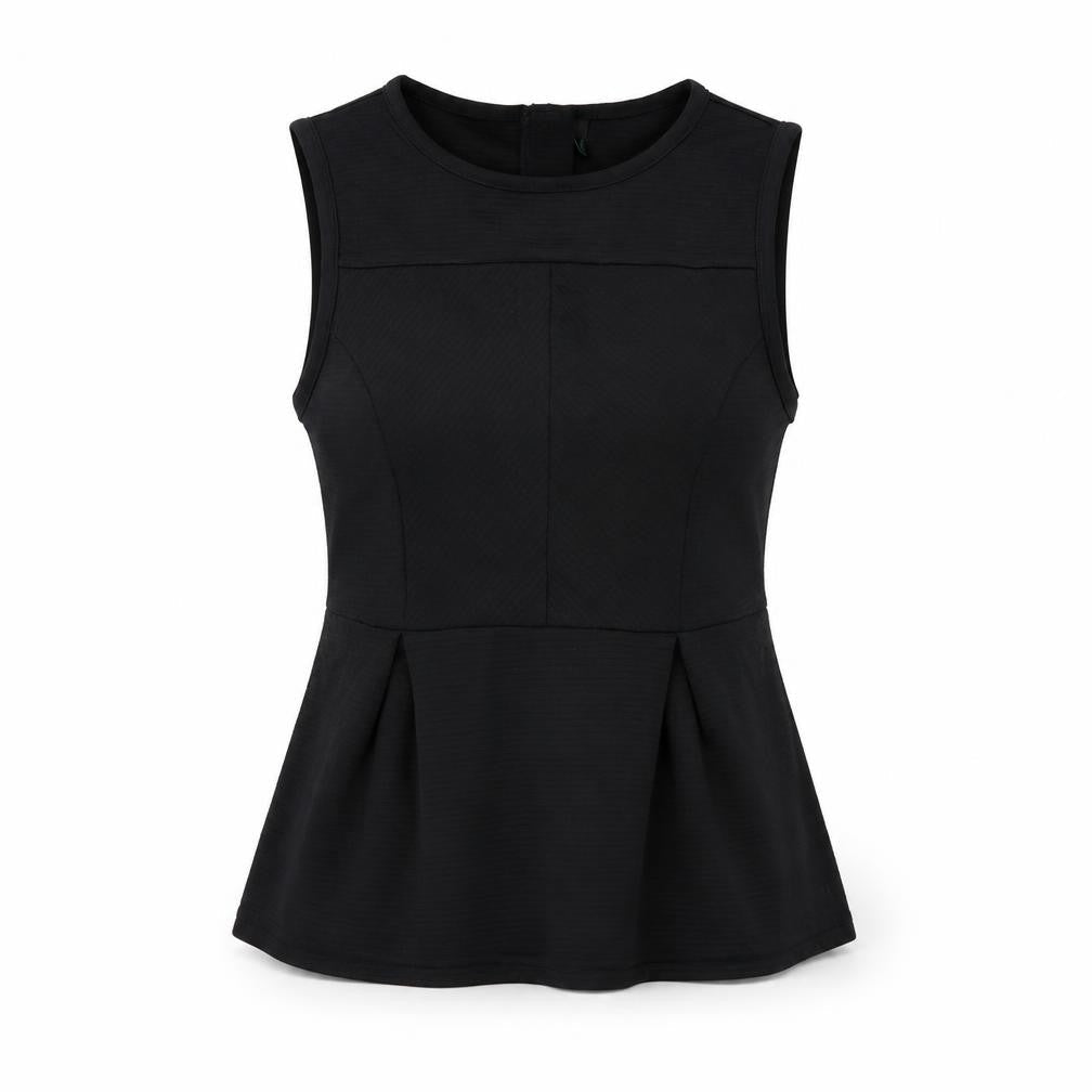 Stile Benetton Womens Black Polyester Basic T-Shirt Size S Round Neck