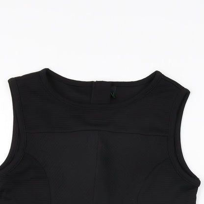 Stile Benetton Womens Black Polyester Basic T-Shirt Size S Round Neck