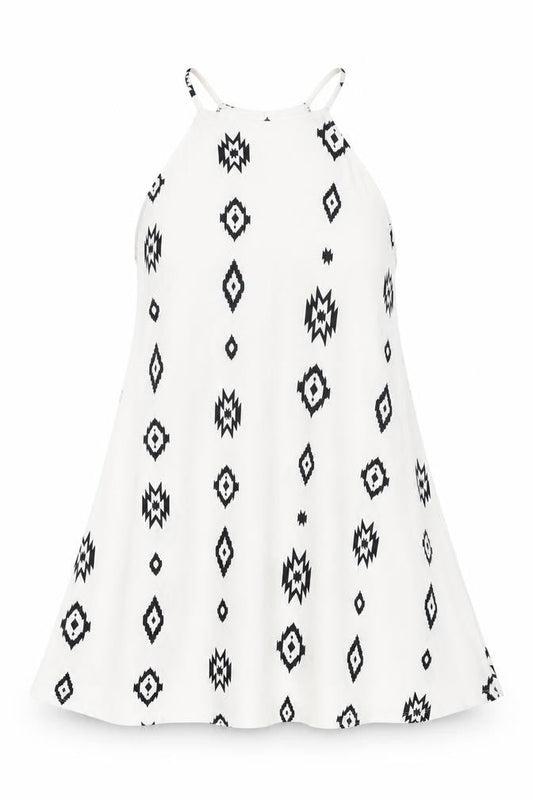 Zara Womens White Geometric Polyester Basic T-Shirt Size S Round Neck