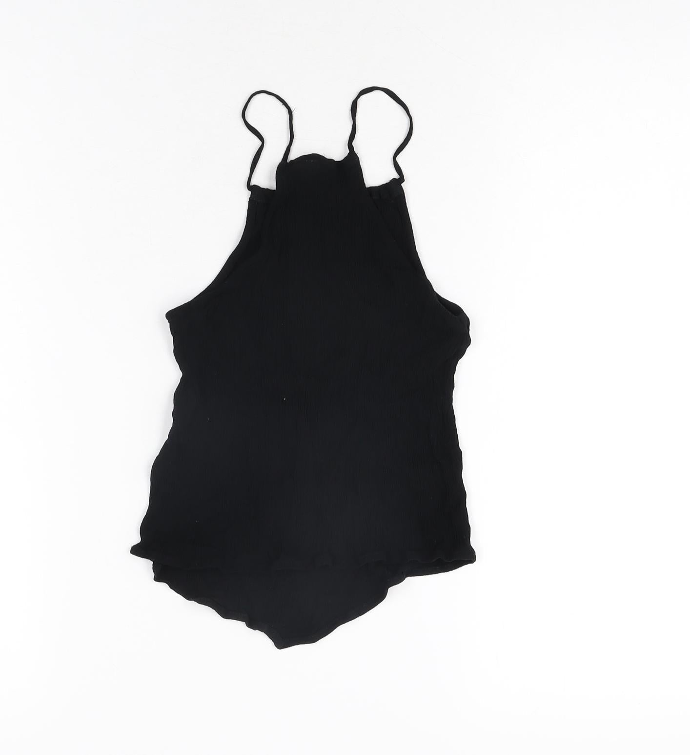 H&M Womens Black Viscose Camisole T-Shirt Size 4 Square Neck