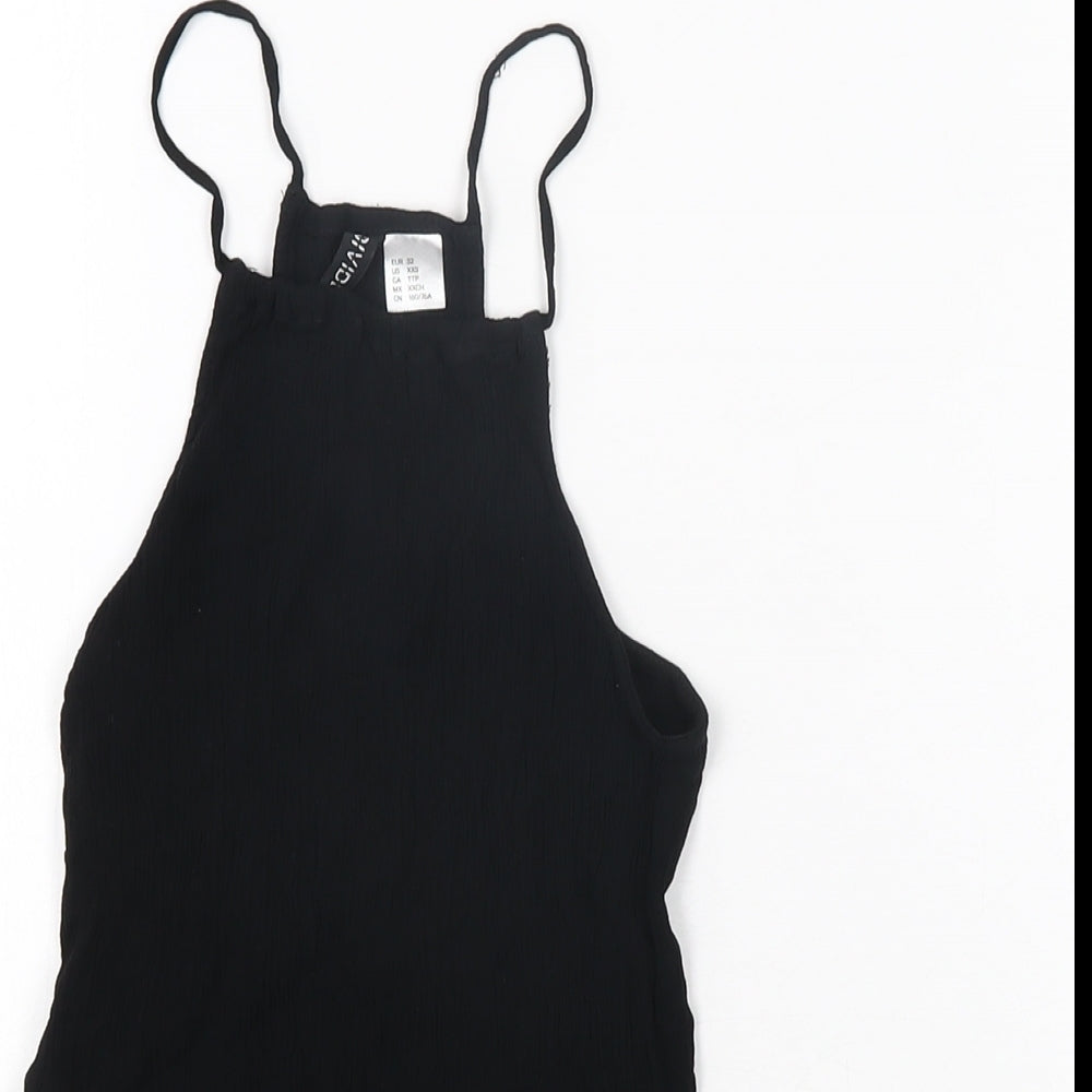 H&M Womens Black Viscose Camisole T-Shirt Size 4 Square Neck