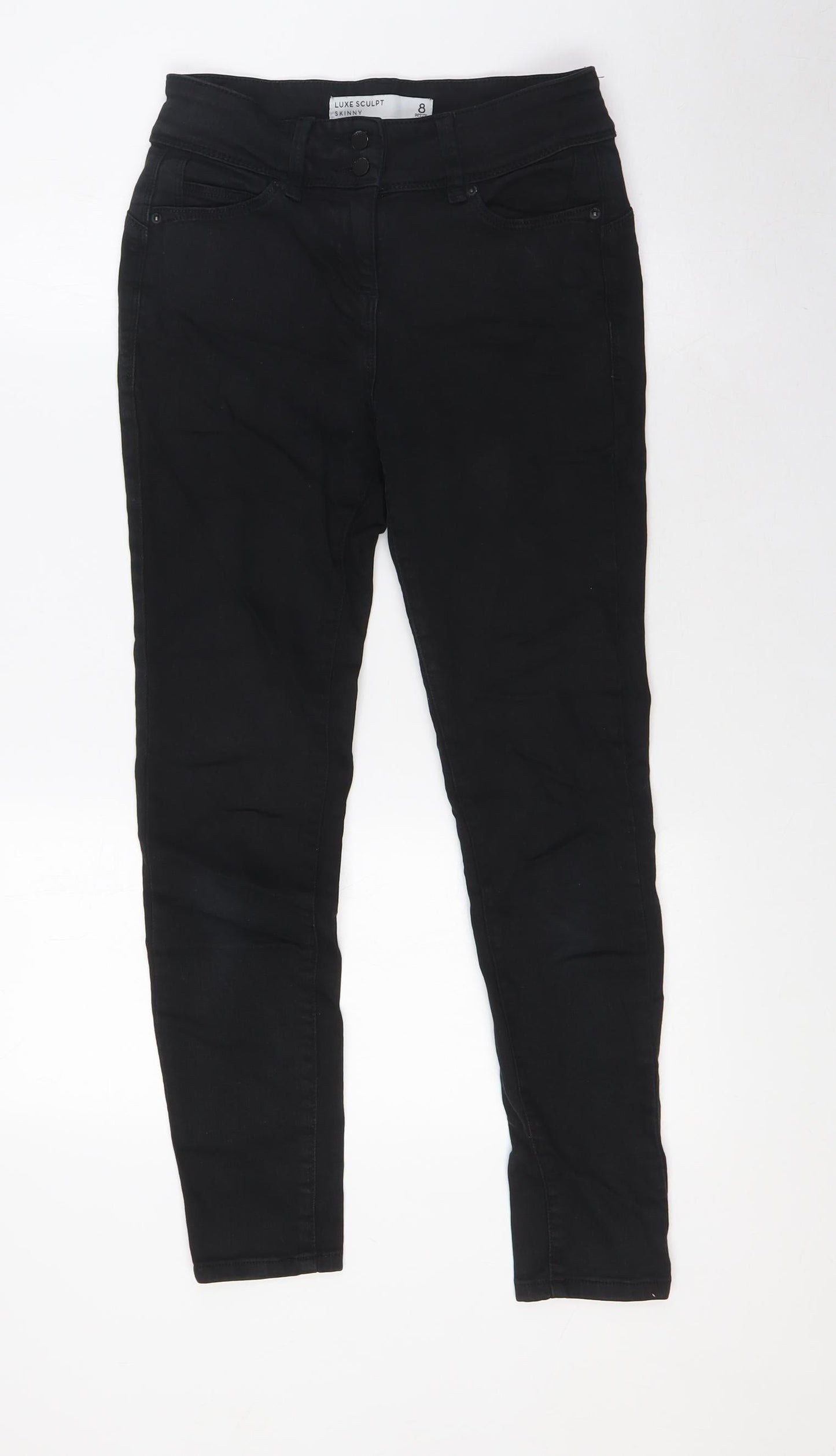 Marks and Spencer Womens Black Cotton Skinny Jeans Size 8 L27 in Regular Zip