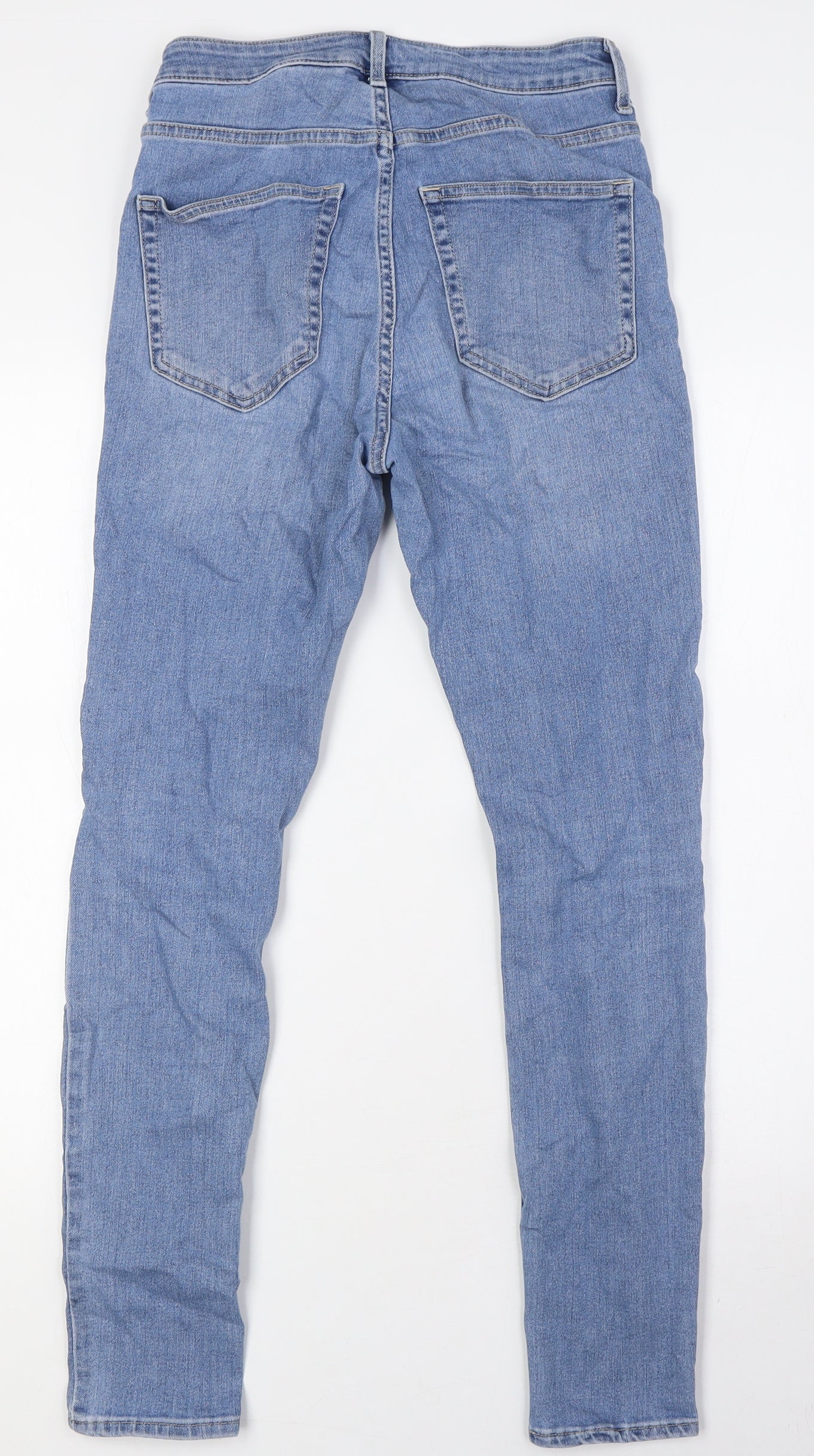 H&M Womens Blue Cotton Skinny Jeans Size 8 L28 in Regular Zip