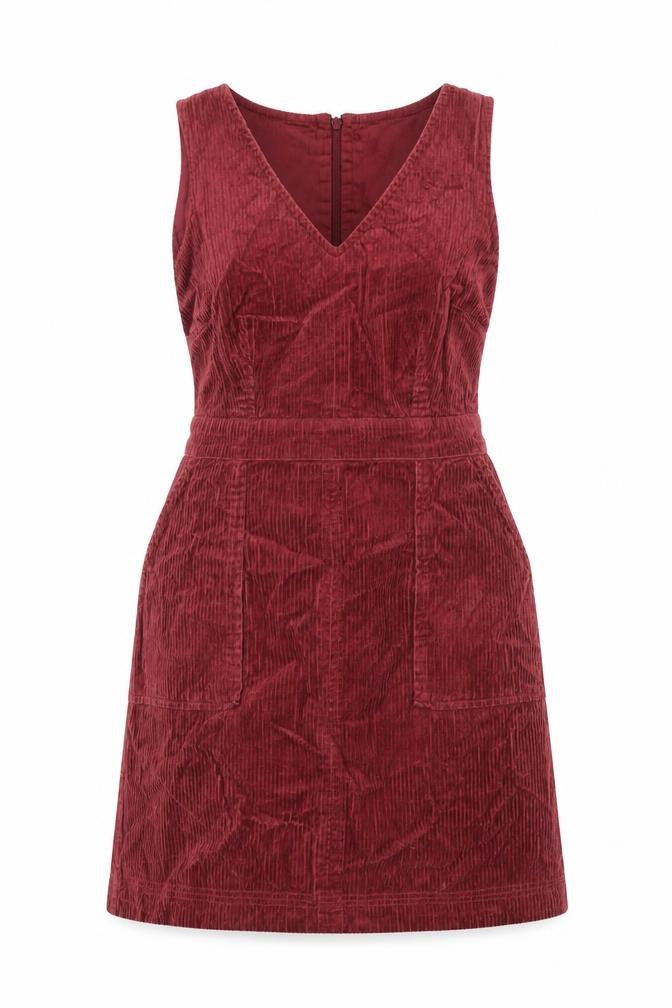 Monsoon Womens Red Cotton A-Line Size 12 V-Neck Zip