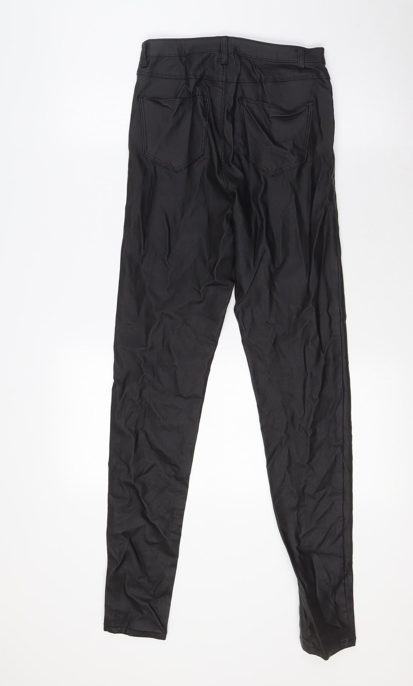 Quiz Womens Black Viscose Trousers Size 8 L29 in Regular Zip