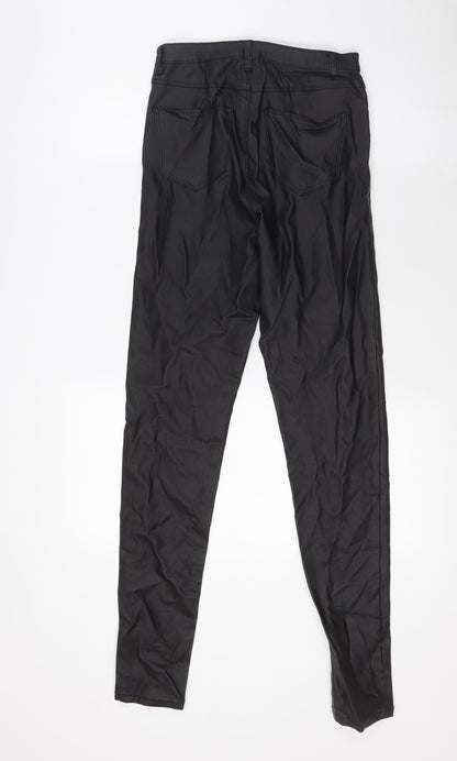 Quiz Womens Black Viscose Trousers Size 8 L29 in Regular Zip