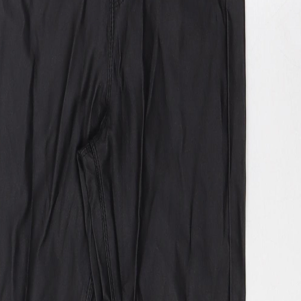 Quiz Womens Black Viscose Trousers Size 8 L29 in Regular Zip