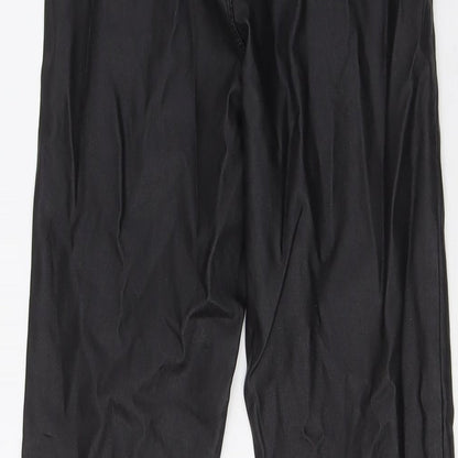 Quiz Womens Black Viscose Trousers Size 8 L29 in Regular Zip