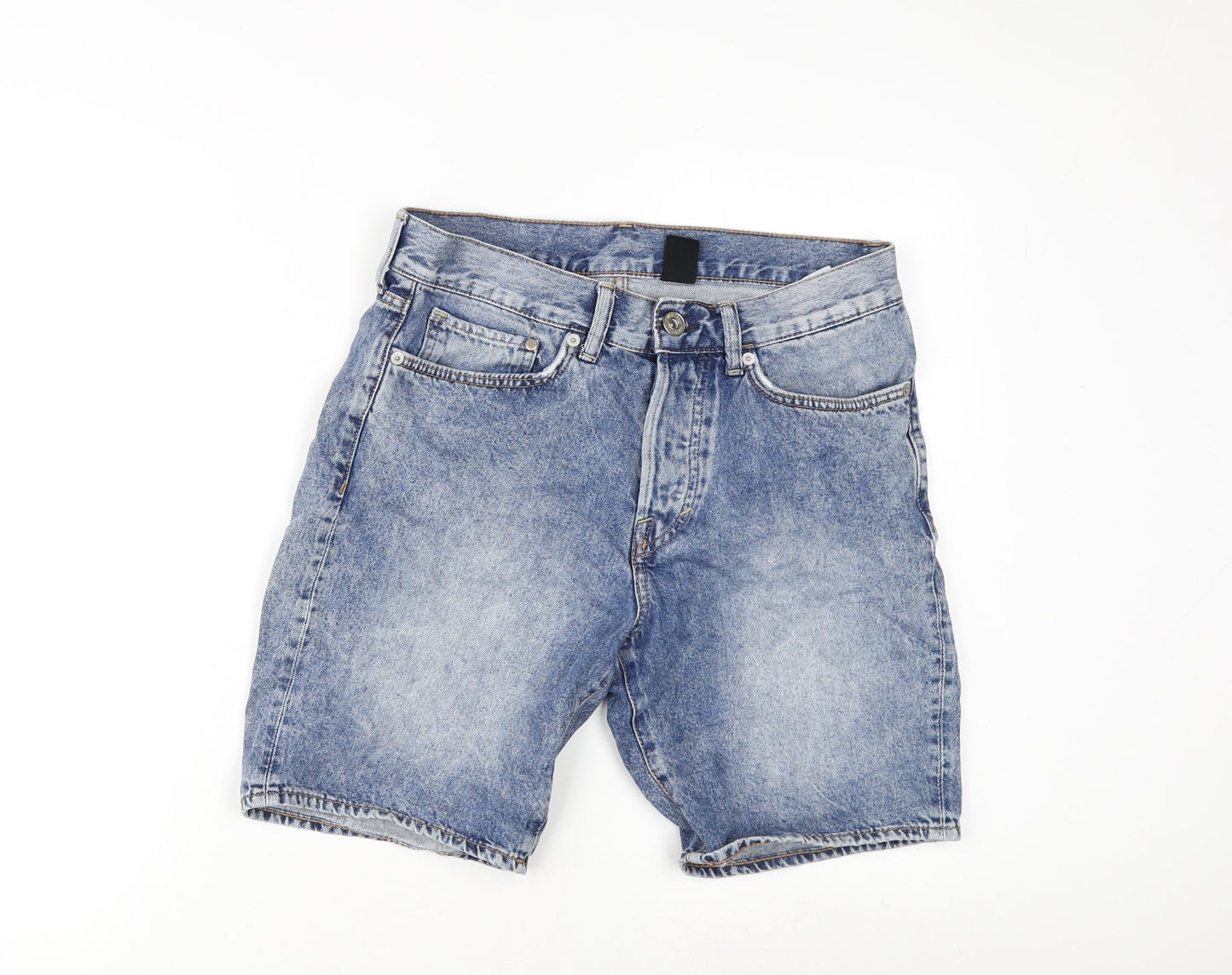 &Denim Womens Blue 100% Cotton Basic Shorts Size 30 in Regular Zip