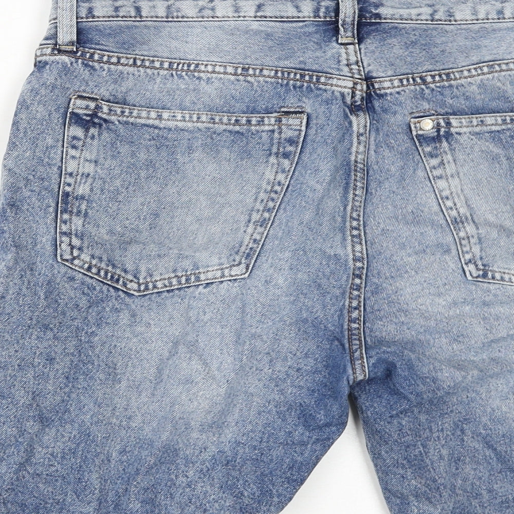 &Denim Womens Blue 100% Cotton Basic Shorts Size 30 in Regular Zip