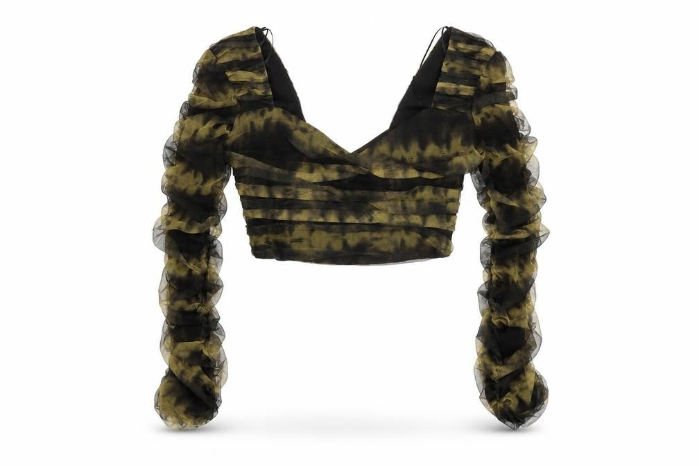 Zara Womens Brown Polyester Cropped Blouse Size S V-Neck