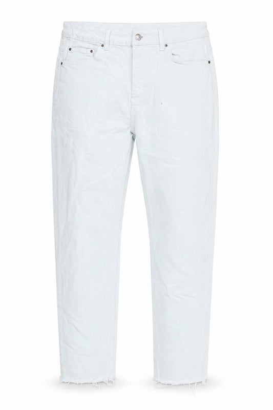 Topshop Womens Blue Cotton Mom Jeans Size 30 in L32 in Regular Zip - Raw Hem
