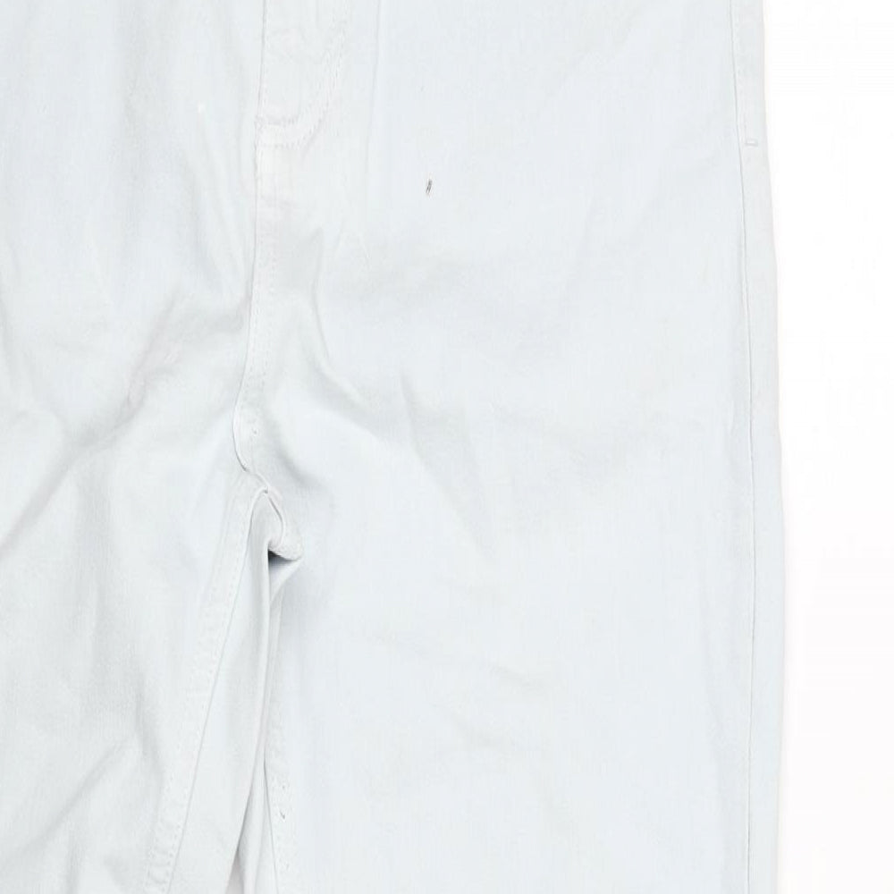 Topshop Womens Blue Cotton Mom Jeans Size 30 in L32 in Regular Zip - Raw Hem