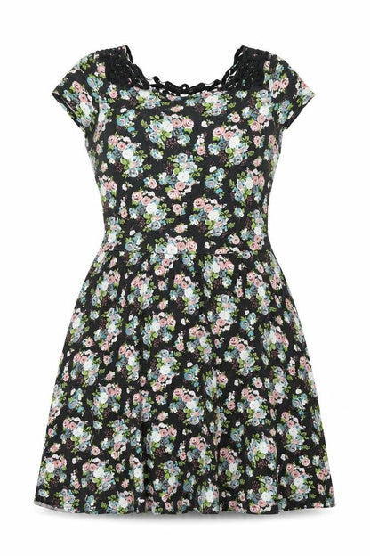 Select Womens Multicoloured Floral Viscose A-Line Size 12 Scoop Neck Pullover - Lace Back Detail