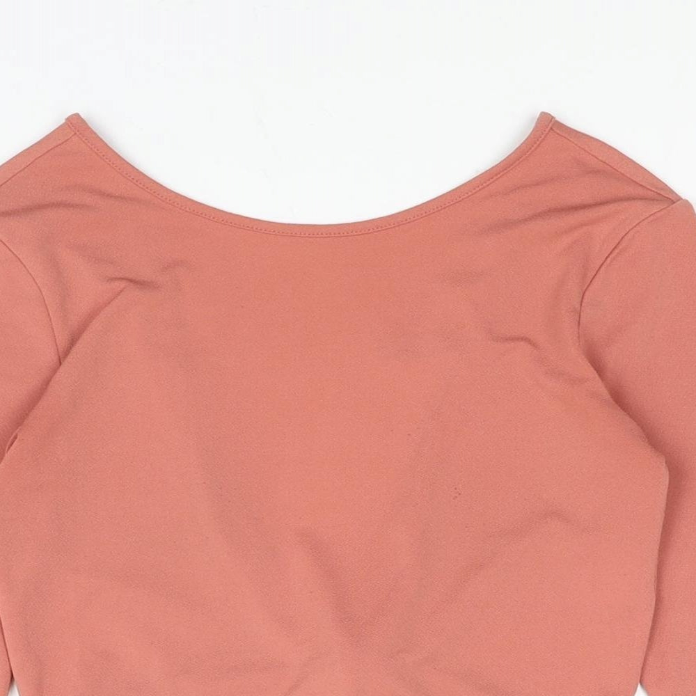 Divided Womens Pink Polyester Cropped Blouse Size XS Round Neck - Backless
