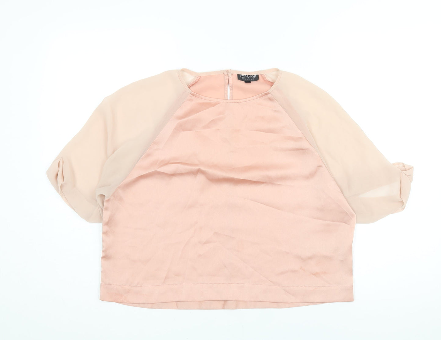 Topshop Womens Pink Polyester Basic Blouse Size 10 Round Neck