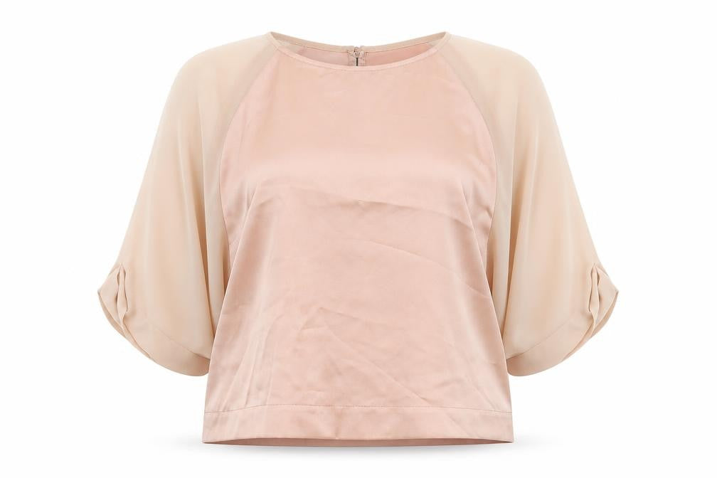 Topshop Womens Pink Polyester Basic Blouse Size 10 Round Neck