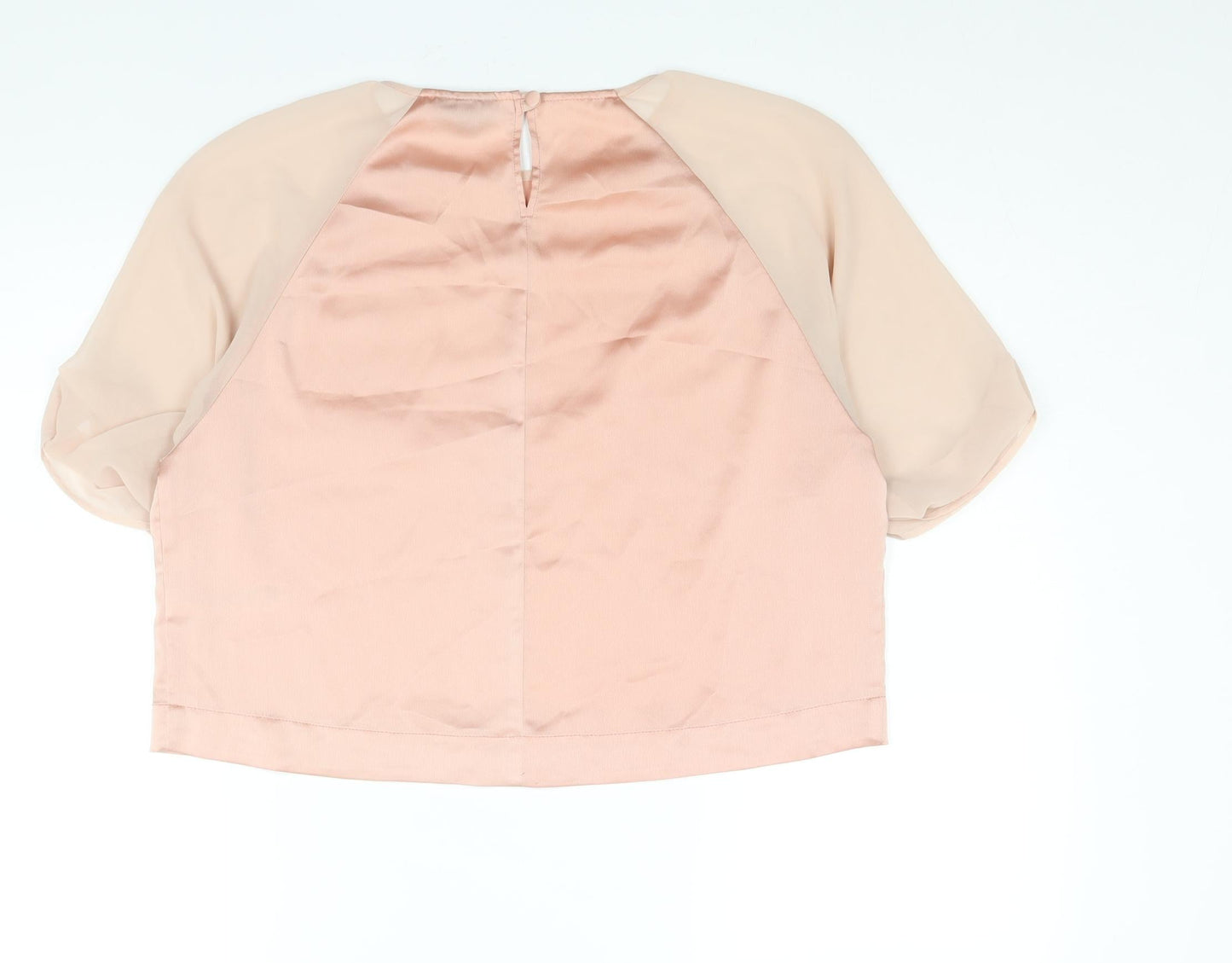 Topshop Womens Pink Polyester Basic Blouse Size 10 Round Neck