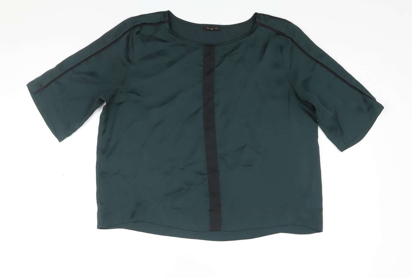 River Island Womens Green Polyester Basic Blouse Size 10 Round Neck