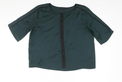 River Island Womens Green Polyester Basic Blouse Size 10 Round Neck