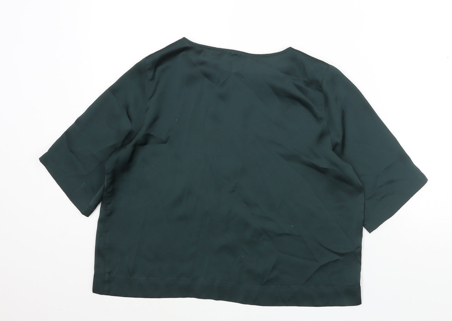 River Island Womens Green Polyester Basic Blouse Size 10 Round Neck
