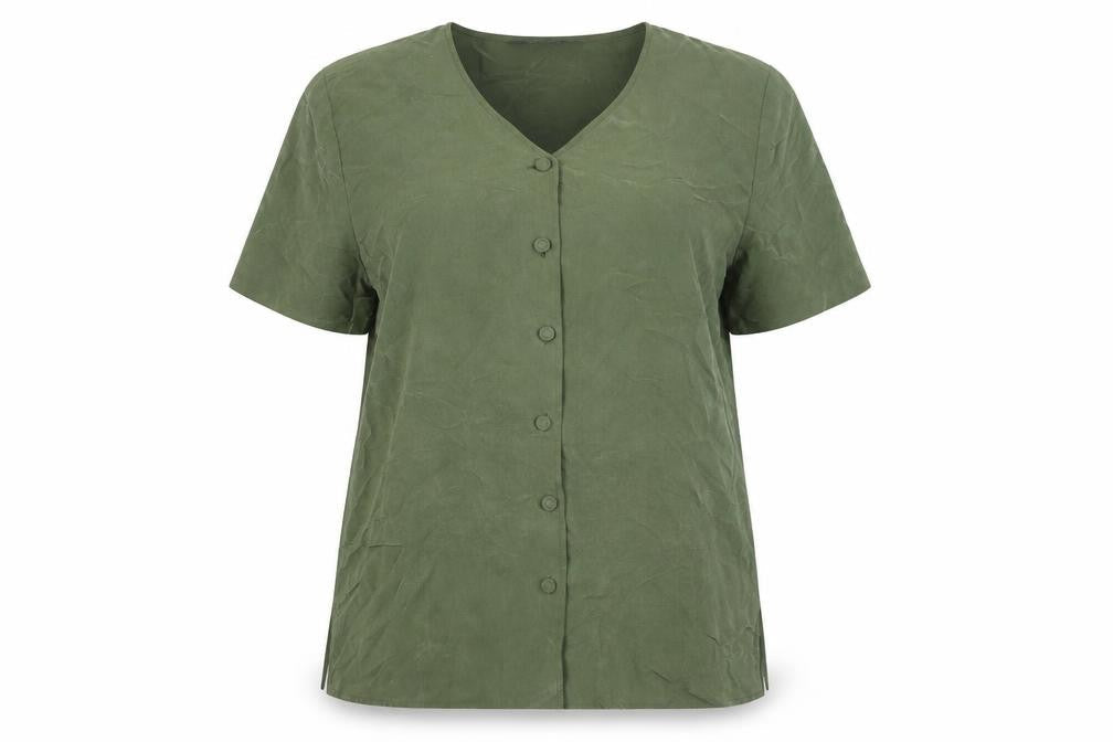 Debenhams Womens Green Modal Basic Blouse Size 18 V-Neck - Shoulder Pads