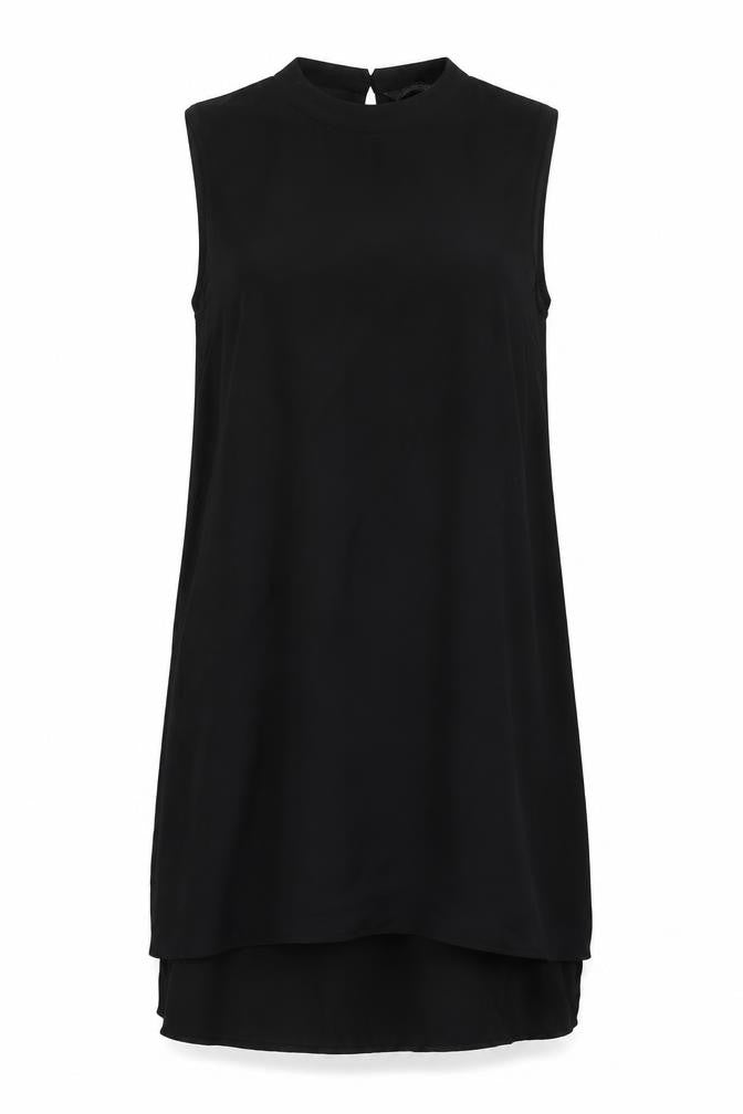 Marks & Spencer Womens Black Viscose Tunic Blouse Size 10 Mock Neck - Side Slits