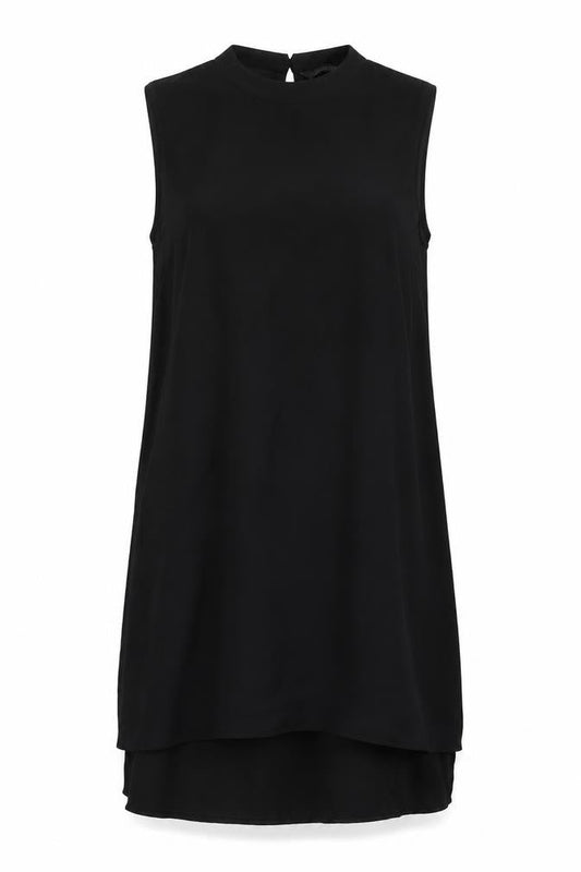 Marks and Spencer Womens Black Viscose Tunic Blouse Size 10 Mock Neck - Side Slits