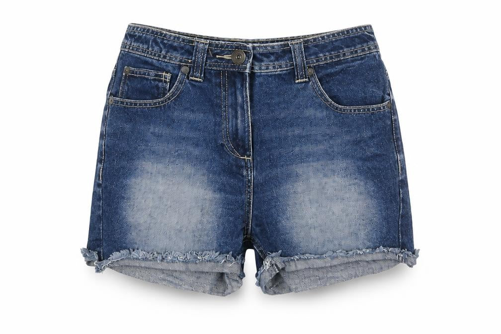 Authentic Womens Blue Cotton Boyfriend Shorts Size 10 L3 in Regular Zip