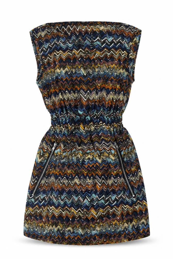 Yumi Womens Multicoloured Geometric Polyester Mini Size 8 Boat Neck Pullover