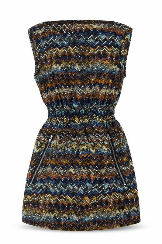 Yumi Womens Multicoloured Geometric Polyester Mini Size 8 Boat Neck Pullover