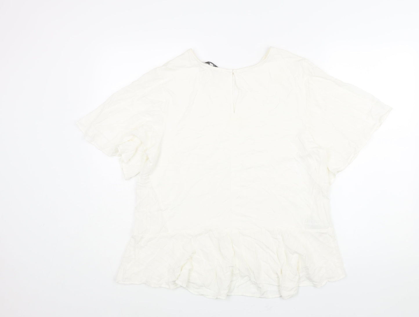 NEXT Womens Ivory Viscose Basic Blouse Size 16 Round Neck - Peplum