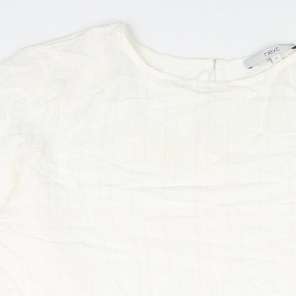 Next Womens Ivory Viscose Basic Blouse Size 16 Round Neck - Peplum