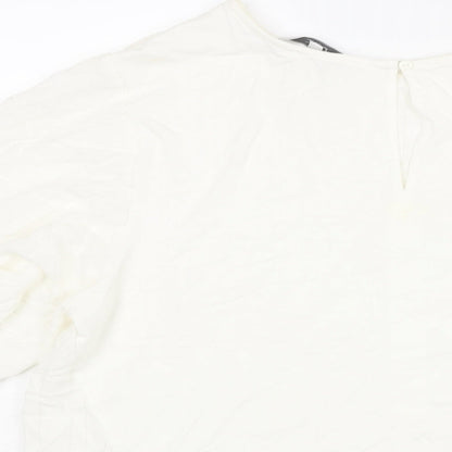 Next Womens Ivory Viscose Basic Blouse Size 16 Round Neck - Peplum