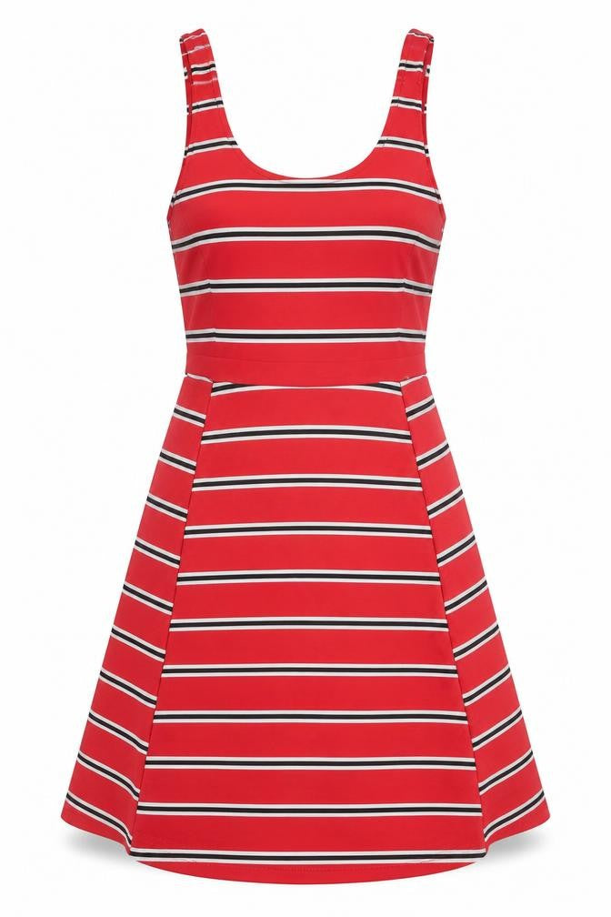 Divided by H&M Womens Red Striped Polyester A-Line Size 4 Scoop Neck Pullover