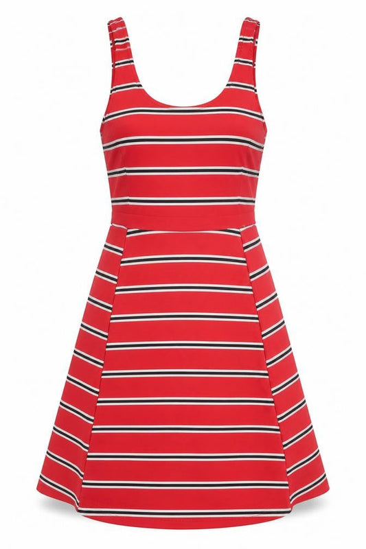 Divided by H&M Womens Red Striped Polyester A-Line Size 4 Scoop Neck Pullover