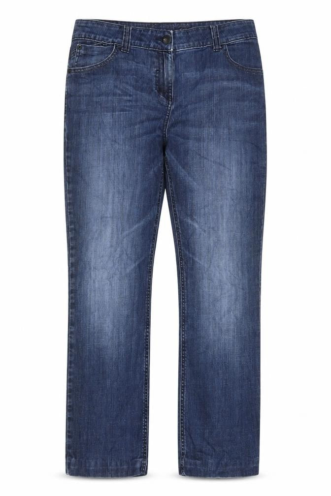 Marks & Spencer Womens Blue Cotton Straight Jeans Size 34 in L26 in Regular Zip