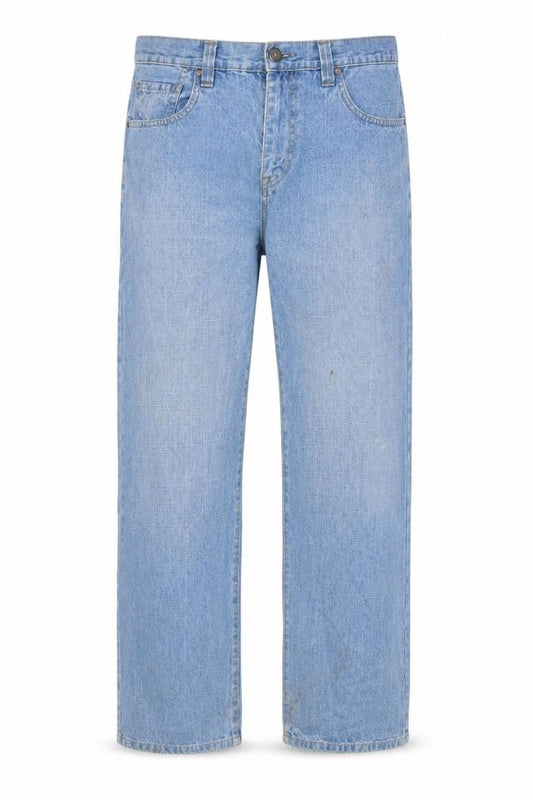 Easy Mens Blue Cotton Straight Jeans Size 34 in L30 in Regular Zip