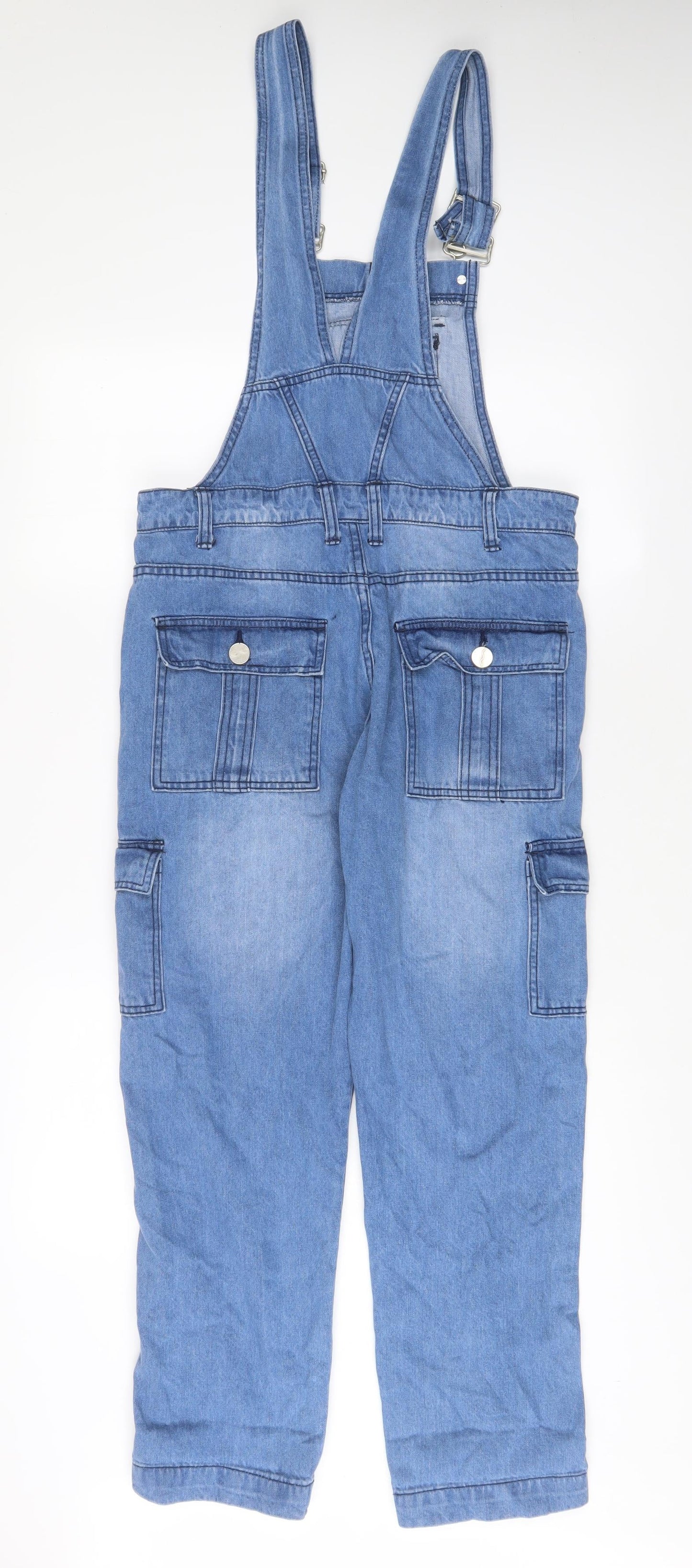 Wash Clothing.Co Womens Blue Cotton Dungaree One-Piece Size 8 Button