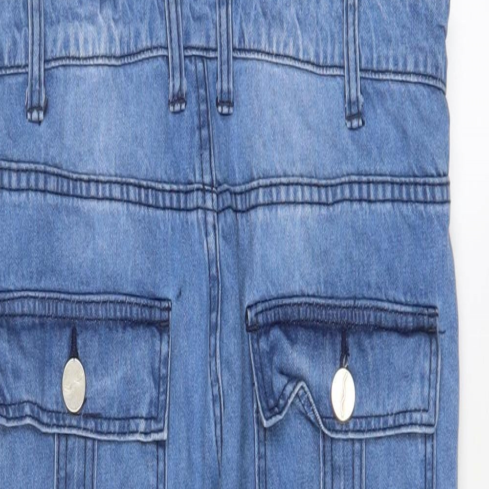 Wash Clothing.Co Womens Blue Cotton Dungaree One-Piece Size 8 Button