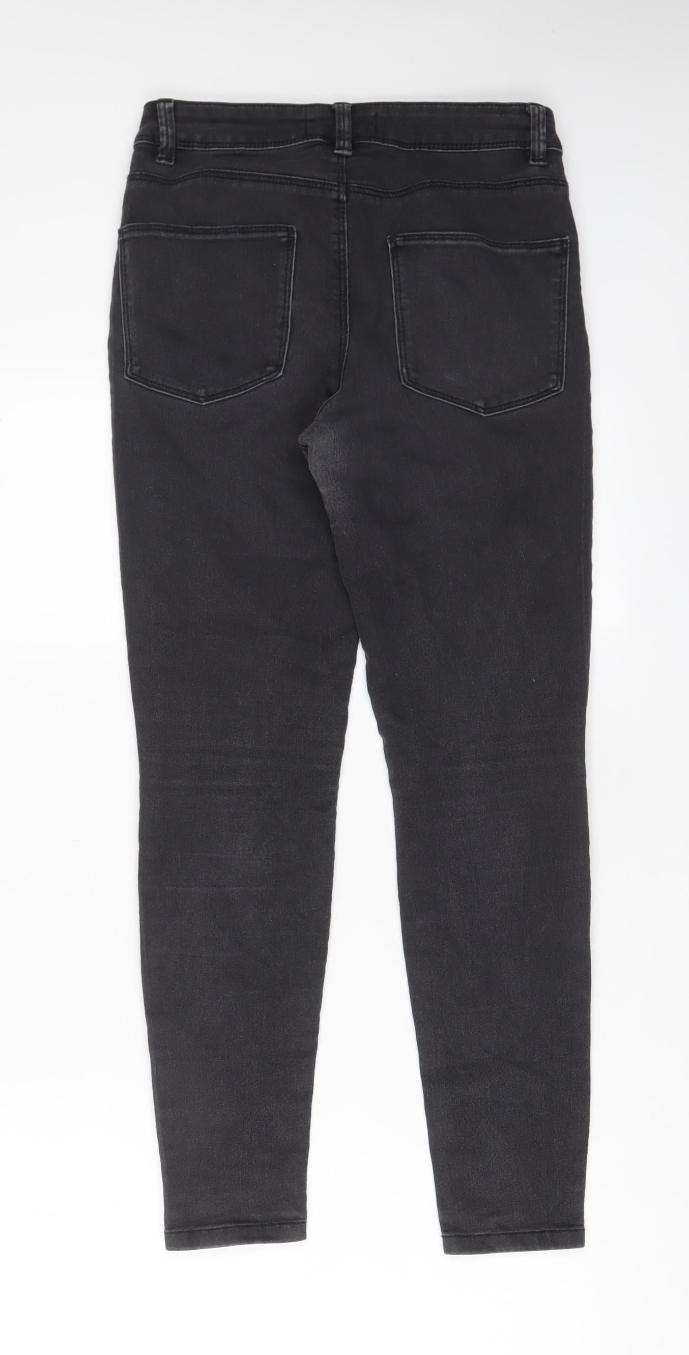 Denim & Co. Womens Grey Cotton Skinny Jeans Size 8 L26 in Regular Zip