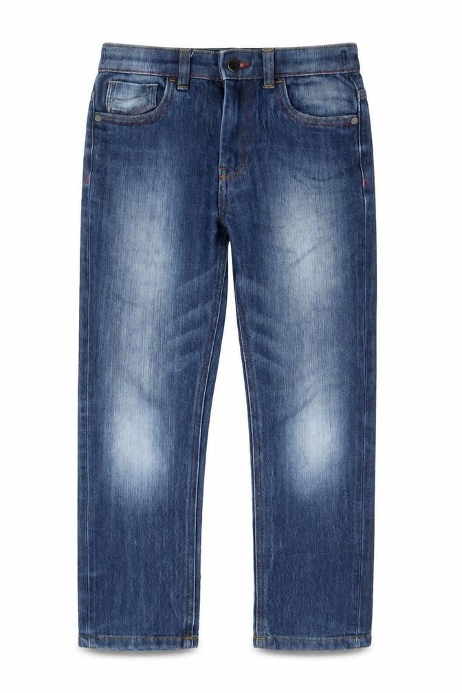 Next Boys Blue Cotton Straight Jeans Size 9 Months L23 in Regular Zip - Adjustable waist