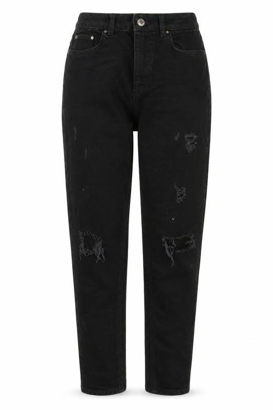 Denim & Co. Womens Black Cotton Tapered Jeans Size 6 L29 in Regular Zip