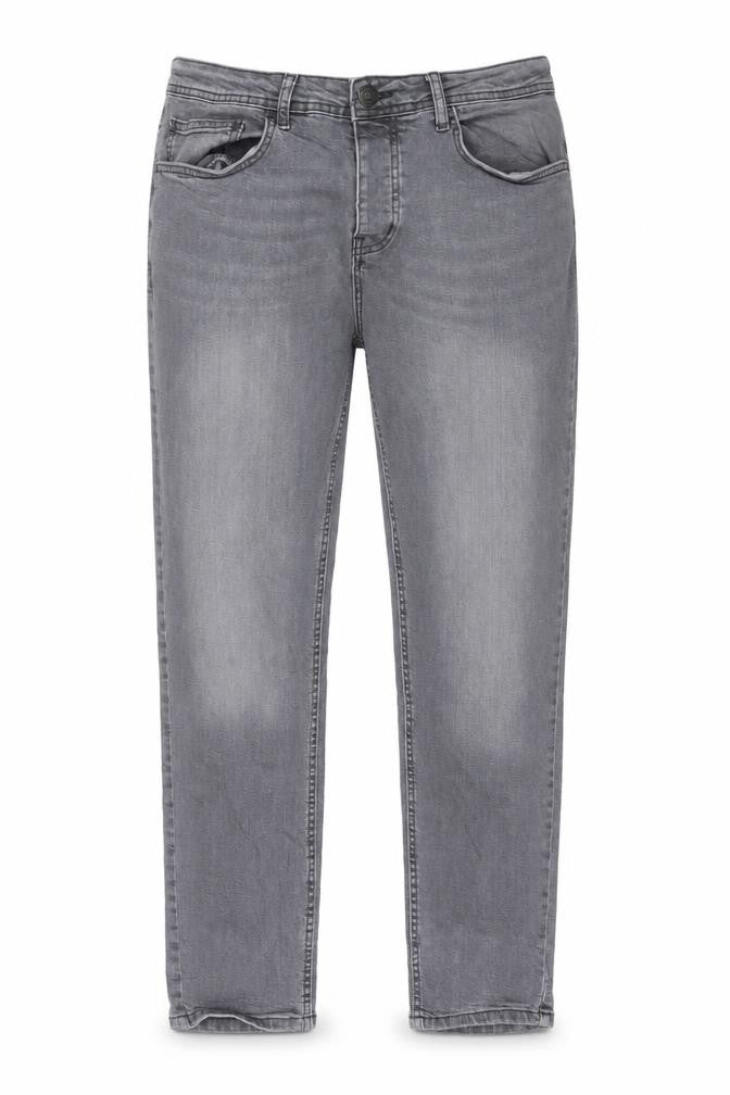 Denim & Co. Mens Grey Cotton Straight Jeans Size 32 in L30 in Slim Button