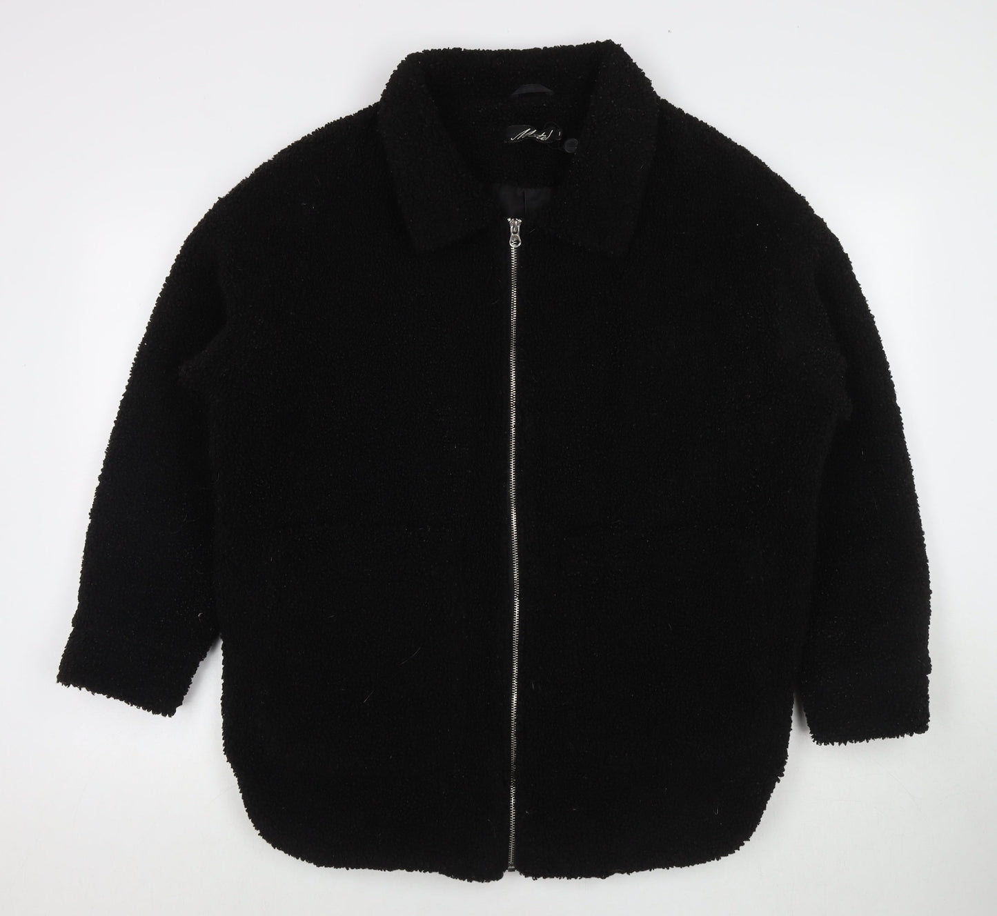 Motel Womens Black Overcoat Coat Size M Zip