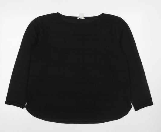 H&M Womens Black Round Neck Polyester Pullover Jumper Size L