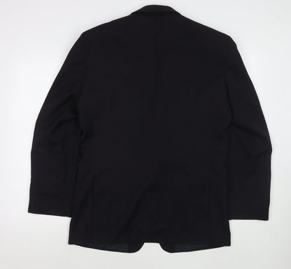 Back view of C&A men’s black polyester jacket suit jacket, size 40, regular